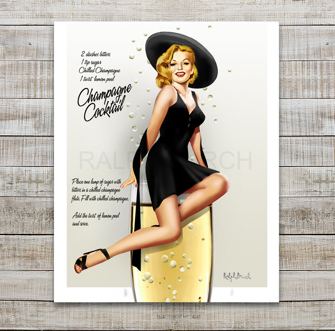 The Champagne Cocktail Recipe Pin Up Wall Art by Ralph Burch RALPH BURCH The Champagne Cocktail Recipe Pin Up Wall Art by Ralph Burch RALPH BURCH