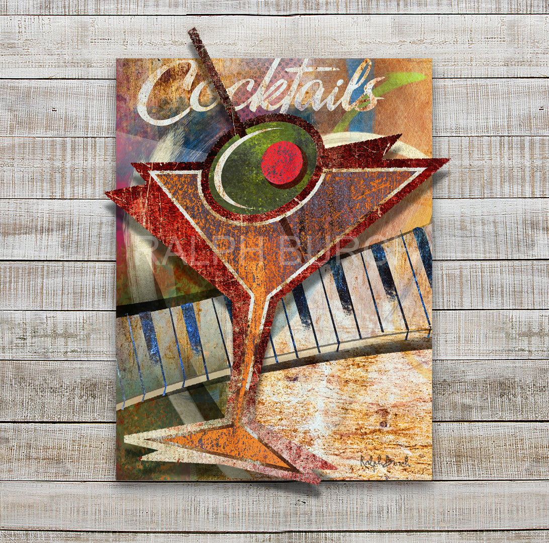 Cocktails Dimensional Metal Wall Art by Ralph Burch – Unique Bar & Home Decor