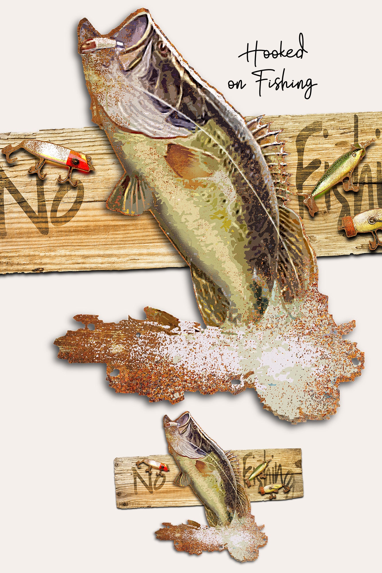 bass lure art Gone Fishing Jumping Dimensional Metal Wall by Ralph Burch – The Art of RALPH BURCH Reel Size:12000 Crystal Copyright 2023 ABU GARCIA / CARDINAL c4