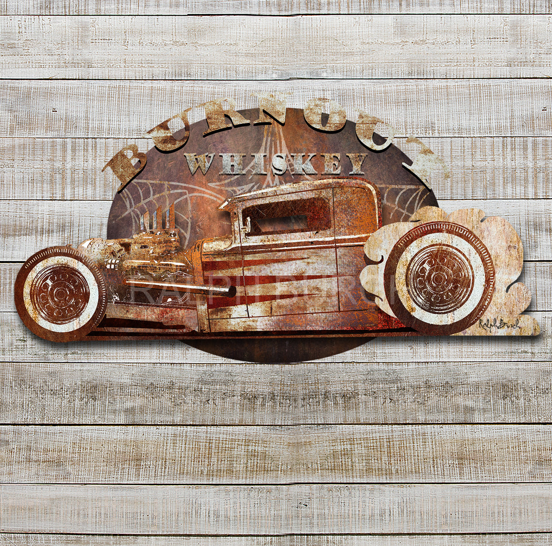 Vintage Burnout Whiskey Dimensional Metal Wall Decor by Ralph Burch - ralphburch.com