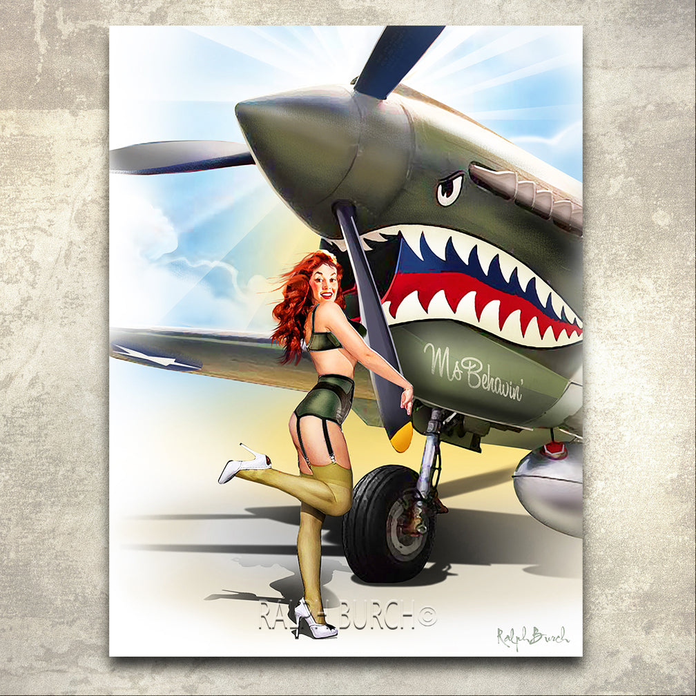 Flyin; High PIN UP Giclee by Ralph Burch