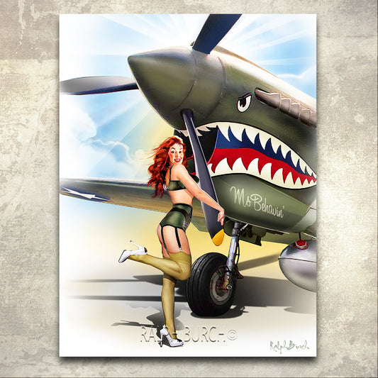 Flyin; High PIN UP Giclee by Ralph Burch