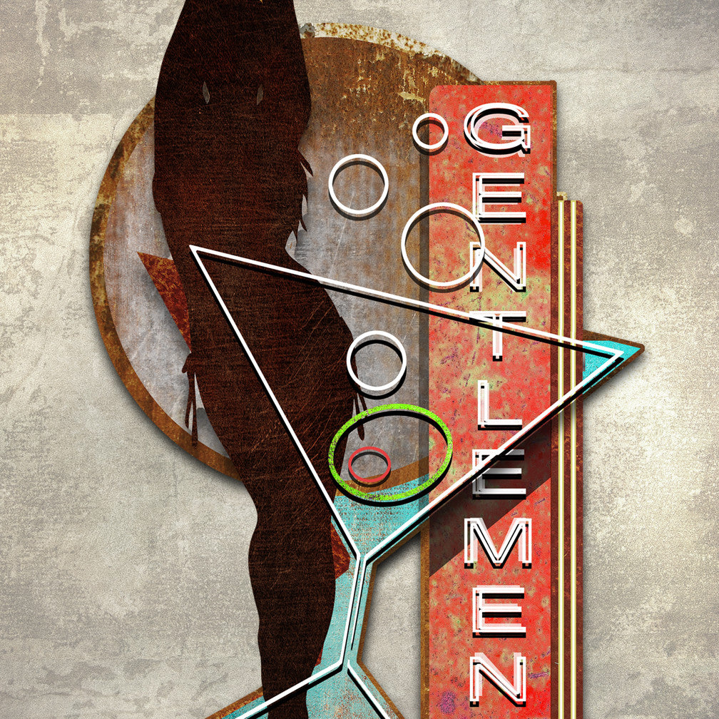 Gentlemen's Club Cocktail Metal Wall Art by Ralph Burch