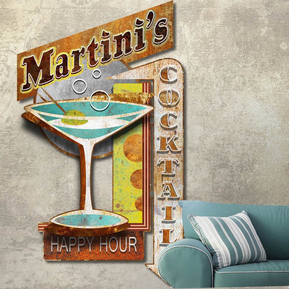 MARTINI GLASSES Cocktail House Home Metal Wall Art Decor Happy Hour Tiki  Interior Sculpture 