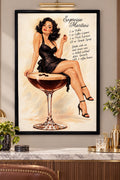 Expresso Martini Pin-Up Wall Art in Black Floater Frame