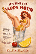 It’s Time for Happy Hour – Retro Pin-Up Cocktail Lounge Wall Art by Ralph Burch