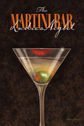 Retro martini bar artwork featuring classic martini glass with olive garnish and vintage cocktail lounge typography by Ralph Burch