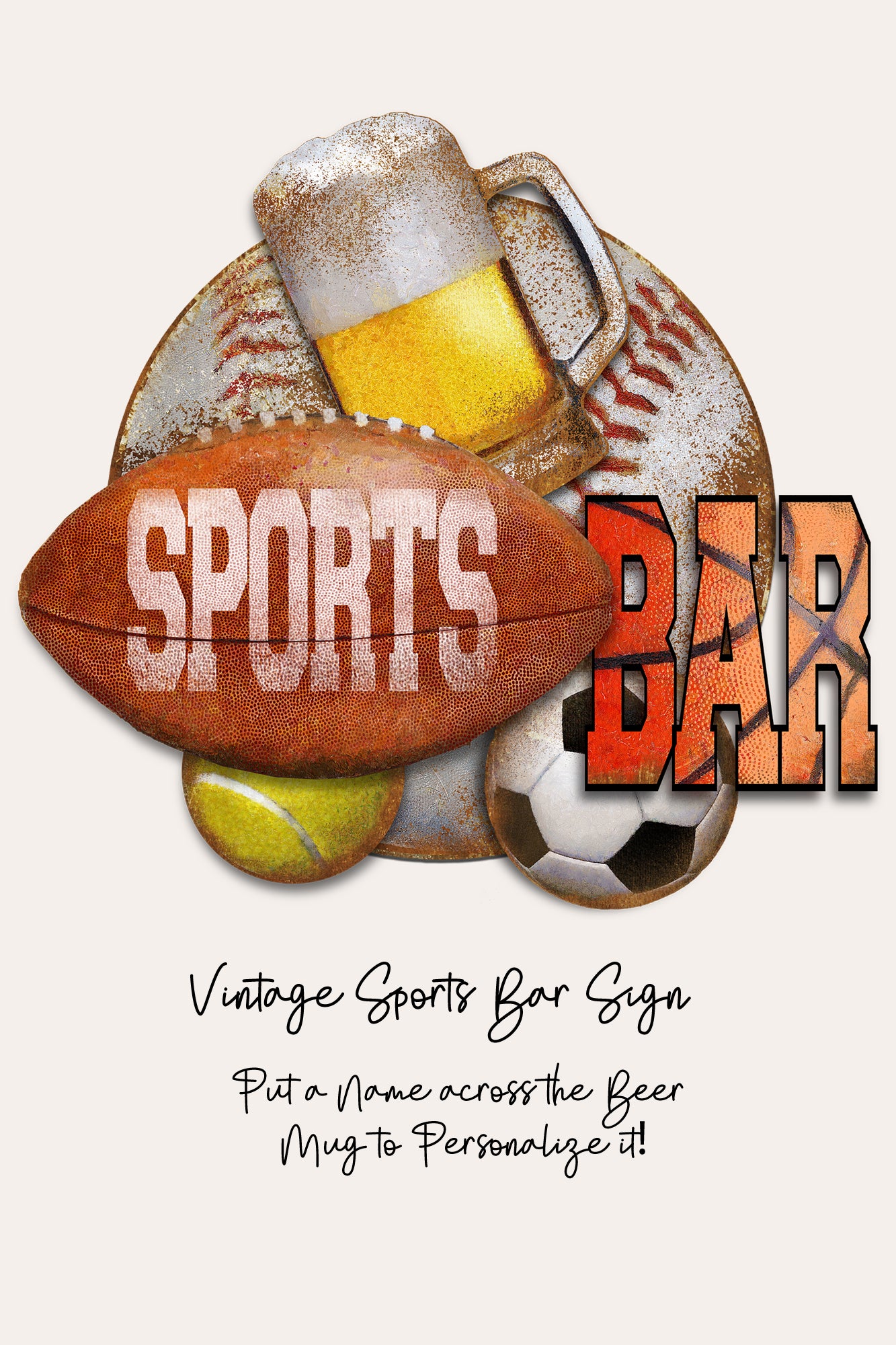 Personalized Sports Bar 3D Metal Wall Art by Ralph Burch