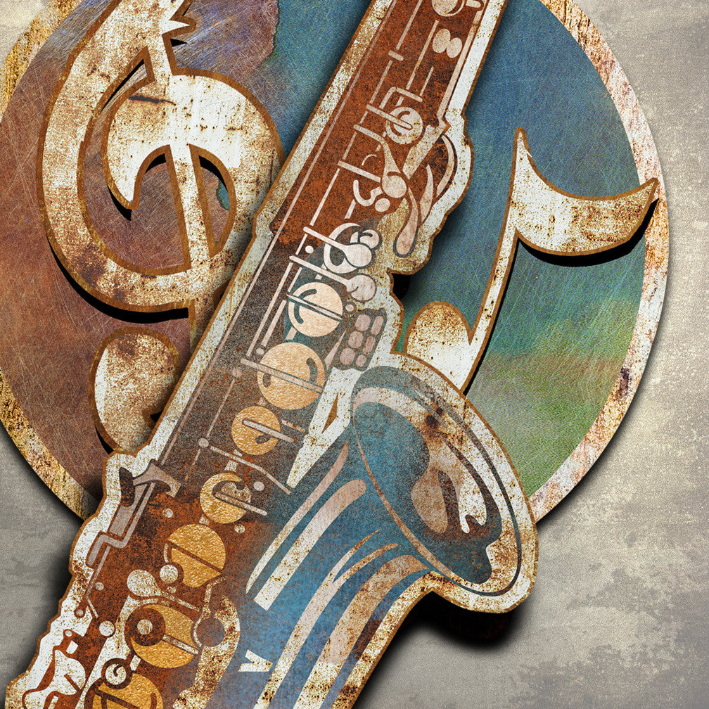 Close up of Dimensional Metal Sax by Ralph Burch